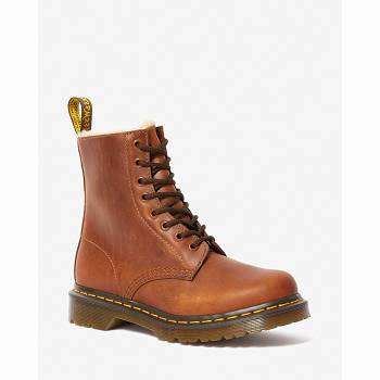 Dr Martens Női 1460 Faux Fur Lined Lace Up Bakancs Barna